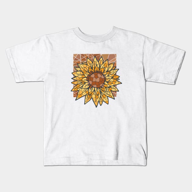 Sunflower Mosaic Retro Flora Positive Minimalist Vintage Kids T-Shirt by Flowering Away